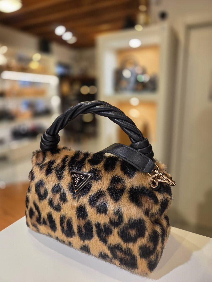 Mini borsa a mano in pelliccia sintetica GUESS SHAIDA HWLO814311 in colore LEOPARD
