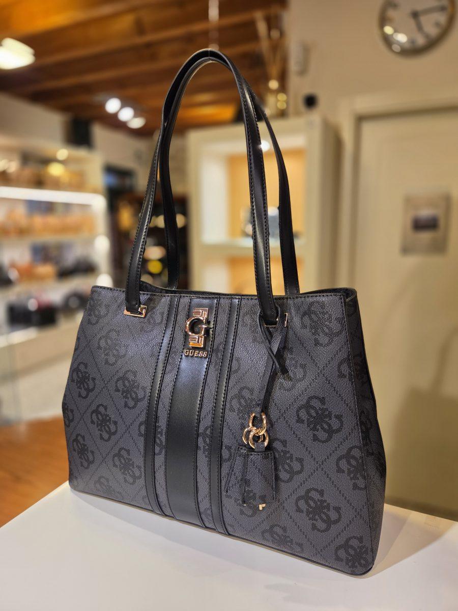 Borsa a spalla ERENIA GUESS HWSO783823 colore COAL LOGO